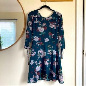 Forest green floral dress